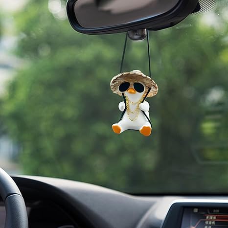 Swing Duck Car Hanging Ornament - Cute Pendant for Rearview Mirror - Accessories for Men, Women, Teens - Truck Christmas Decorations (Cool Duck)