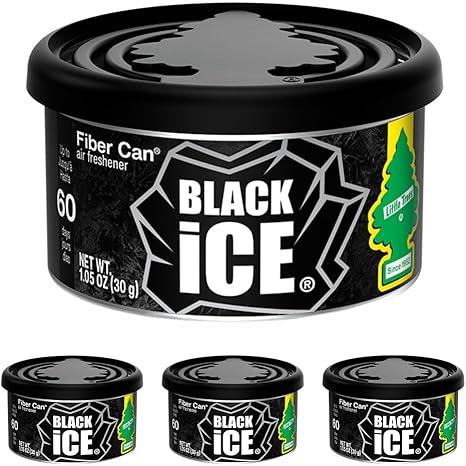 LITTLE TREES Car Air Freshener | Fiber Can Provides Long Lasting Scent for Auto or Home | Recycled Fiber | Black Ice, 4 Air Fresheners