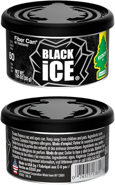 LITTLE TREES Car Air Freshener | Fiber Can Provides Long Lasting Scent for Auto or Home | Recycled Fiber | Black Ice, 4 Air Fresheners