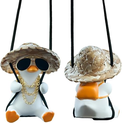 Swing Duck Car Hanging Ornament - Cute Pendant for Rearview Mirror - Accessories for Men, Women, Teens - Truck Christmas Decorations (Cool Duck)