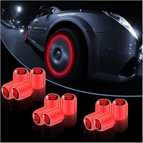 12PCS Fluorescent Skull Car Tire Valve Stem Caps, ABS Corrosion Resistant Wheel Valve Cover, Luminous Illuminated Cap Glow in The Dark, Auto Decor Accessories for Motorcycles Bicycles (Yellow/White)