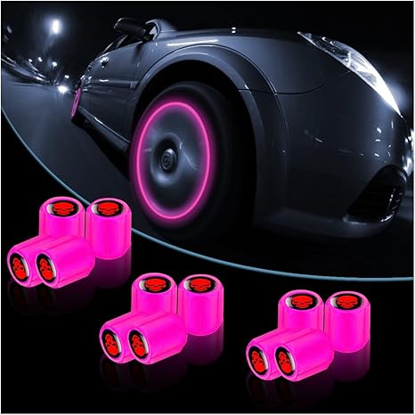 12PCS Fluorescent Skull Car Tire Valve Stem Caps, ABS Corrosion Resistant Wheel Valve Cover, Luminous Illuminated Cap Glow in The Dark, Auto Decor Accessories for Motorcycles Bicycles (Yellow/White)
