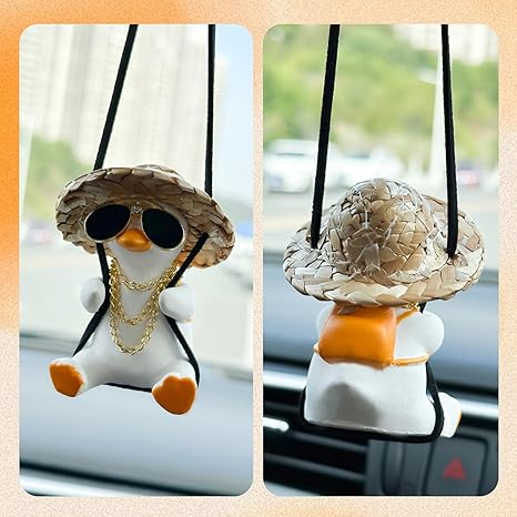 Swing Duck Car Hanging Ornament - Cute Pendant for Rearview Mirror - Accessories for Men, Women, Teens - Truck Christmas Decorations (Cool Duck)