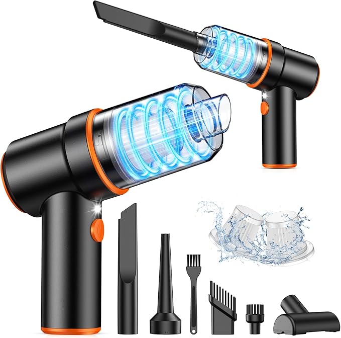 KMM Handheld Car Vacuum Cleaner, 9000Pa Vacuum Cleaner and Air Duster, 120W High Power Hand Held Vacuum with LED Light and Multi-Nozzles for Car, Home, Office, Pet