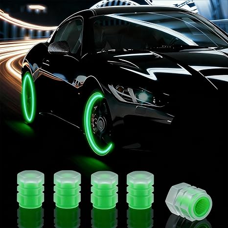 20 Pcs Glow in The Dark Tire Valve Caps Fluorescent Tire Valve Stem Caps, Cool Car Present for Universal Decoration Accessories for Car SUV Bicycle Motorcycles Trucks (Orange)