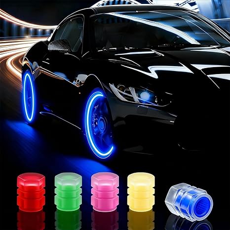 20 Pcs Glow in The Dark Tire Valve Caps Fluorescent Tire Valve Stem Caps, Cool Car Present for Universal Decoration Accessories for Car SUV Bicycle Motorcycles Trucks (Orange)