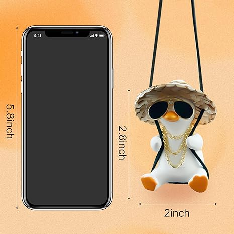Swing Duck Car Hanging Ornament - Cute Pendant for Rearview Mirror - Accessories for Men, Women, Teens - Truck Christmas Decorations (Cool Duck)