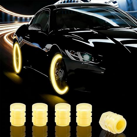 20 Pcs Glow in The Dark Tire Valve Caps Fluorescent Tire Valve Stem Caps, Cool Car Present for Universal Decoration Accessories for Car SUV Bicycle Motorcycles Trucks (Orange)